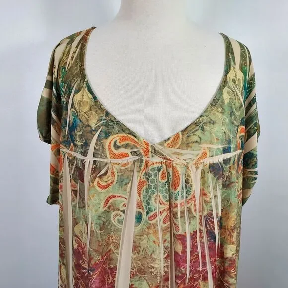 Maurices Shirt Top Flowy Stretch Boho Hippie Womens Plus Size 3X Short Sleeve - Picture 3 of 11